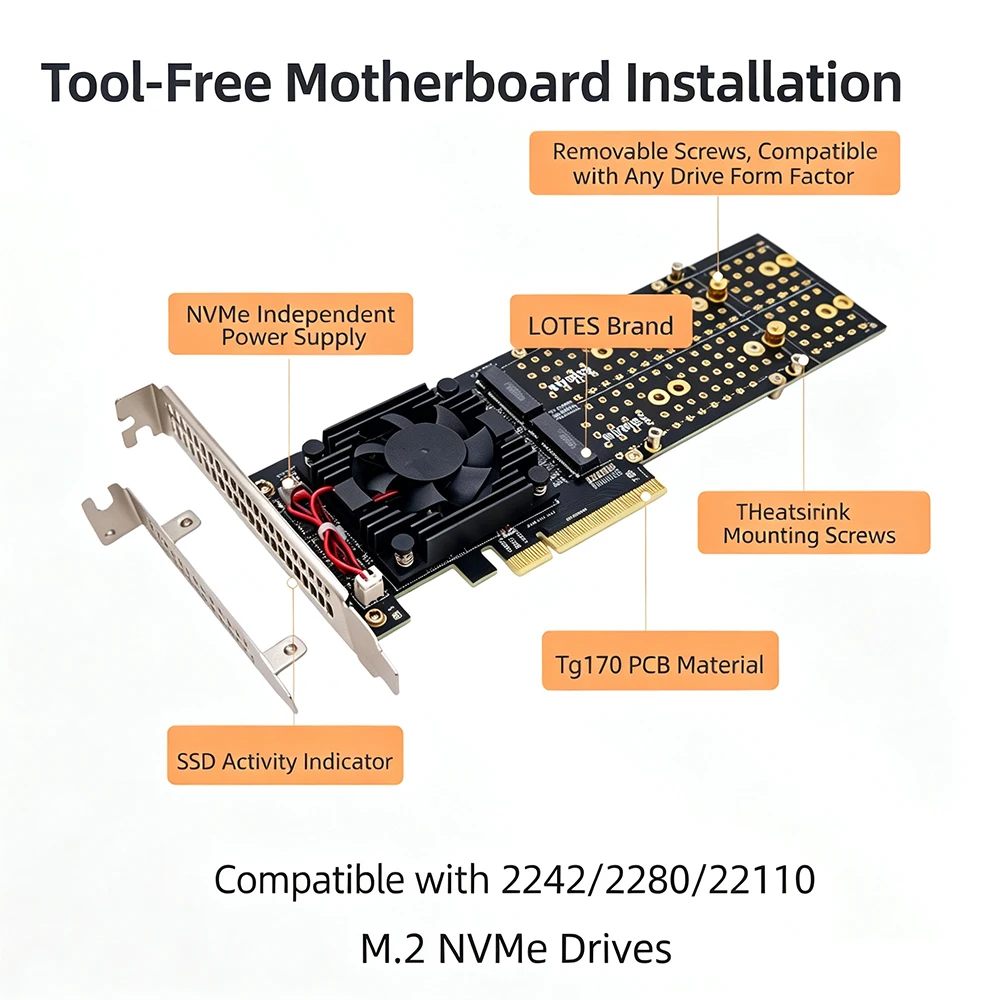 PLX8747 – karta rozszerzeń PCI – Quad M.2 Nvme Pcie Bifurcation Card recenzja i cena